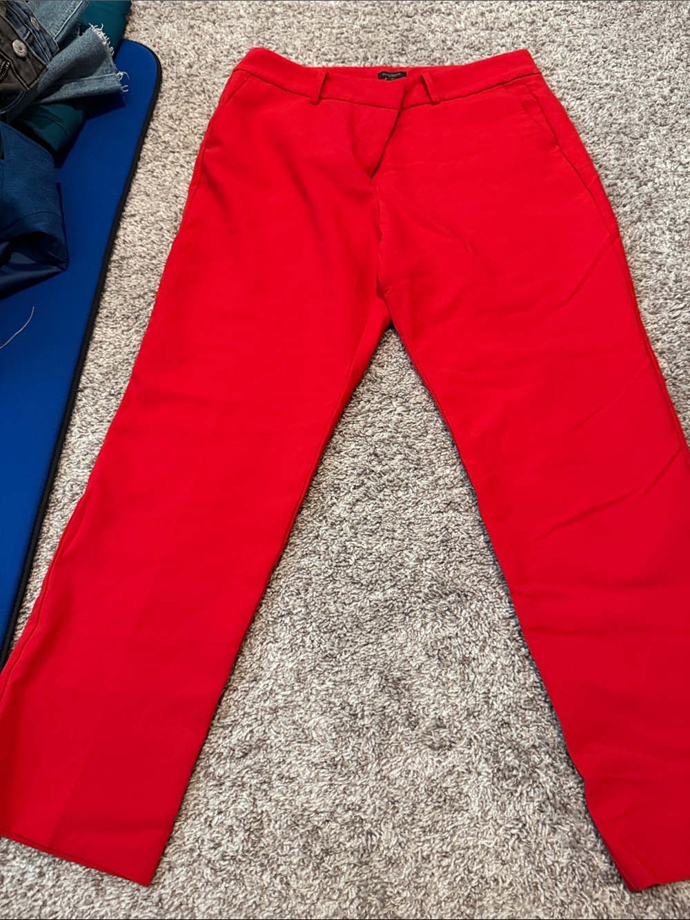 Ann Taylor Red Straight Leg Ponte Trousers